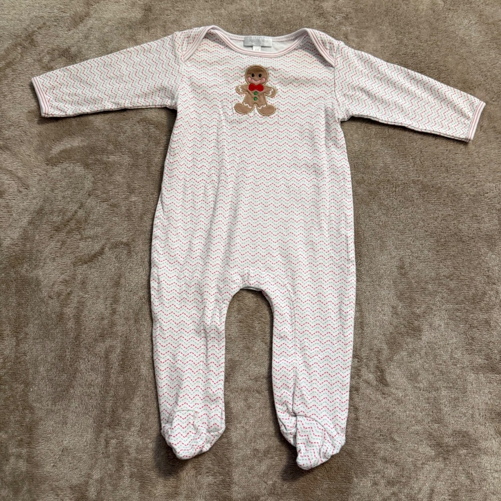 Magnolia Baby Gingerbread Man Footed Sleeper Pima Cotton Red Green Chevron 6M